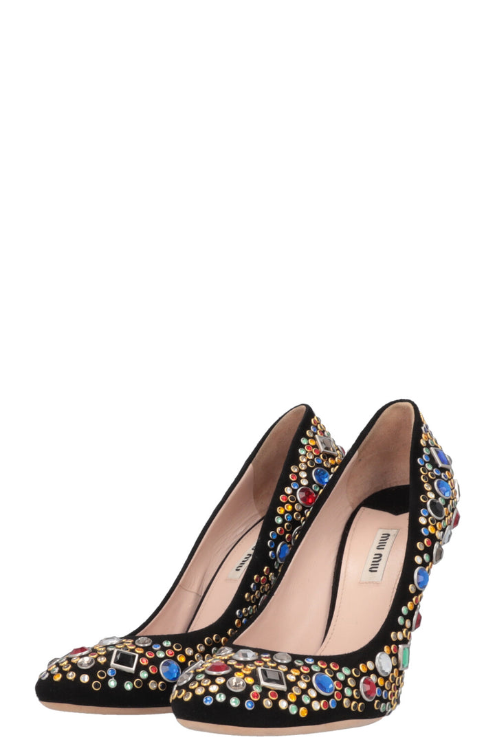 MIU MIU Heels Crystals Multicolor Black