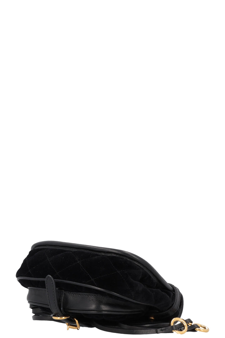 PRADA Quilted Ring Belt Bag Velvet Black