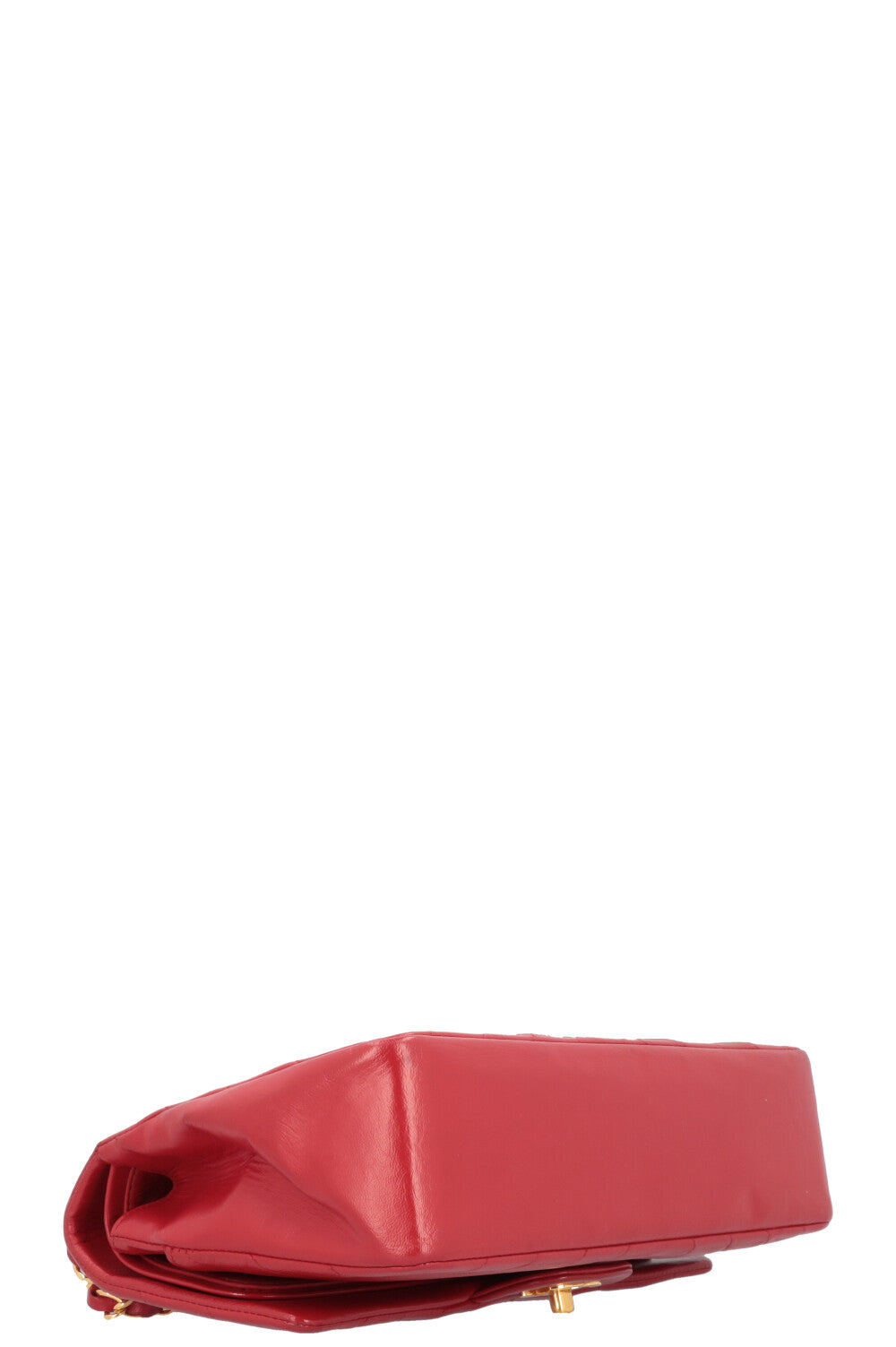 CHANEL Chevron Double Flap Bag Leather Red