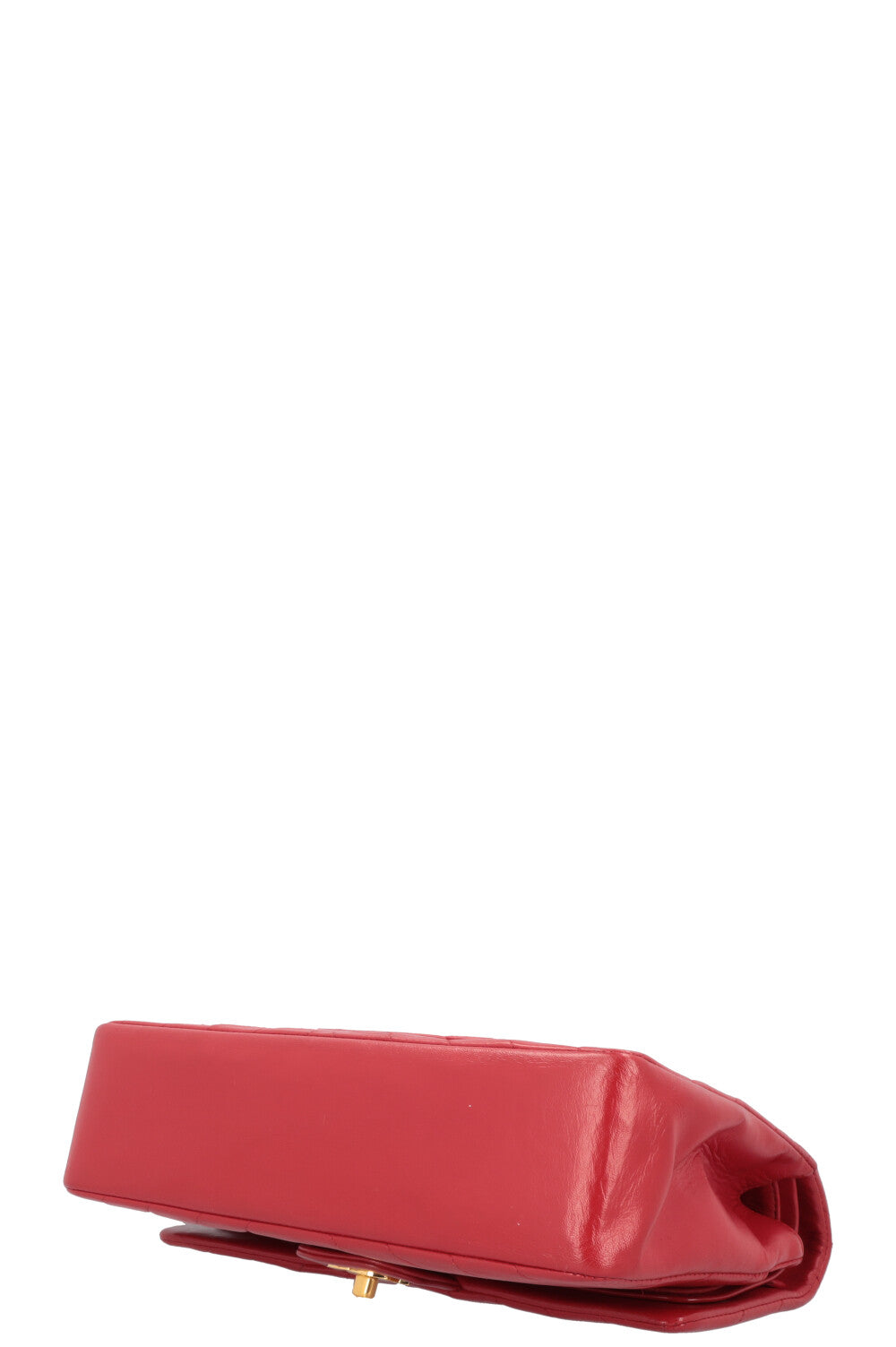 CHANEL Chevron Double Flap Bag Leather Red