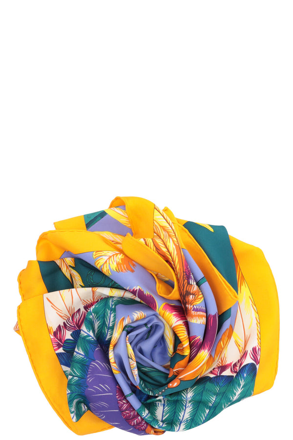 HERMÈS 65 Brazil Silk Scarf Orange Petrol