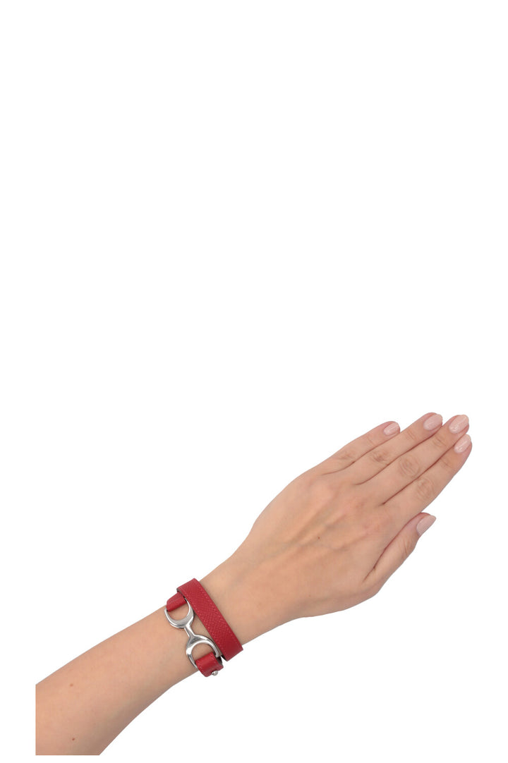 HERMÈS Double Tour Pavane Bracelet Epsom Red