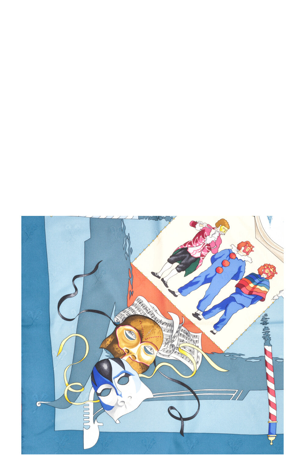 HERMÈS Le Carnaval De Venise 90 Scarf Silk Blue
