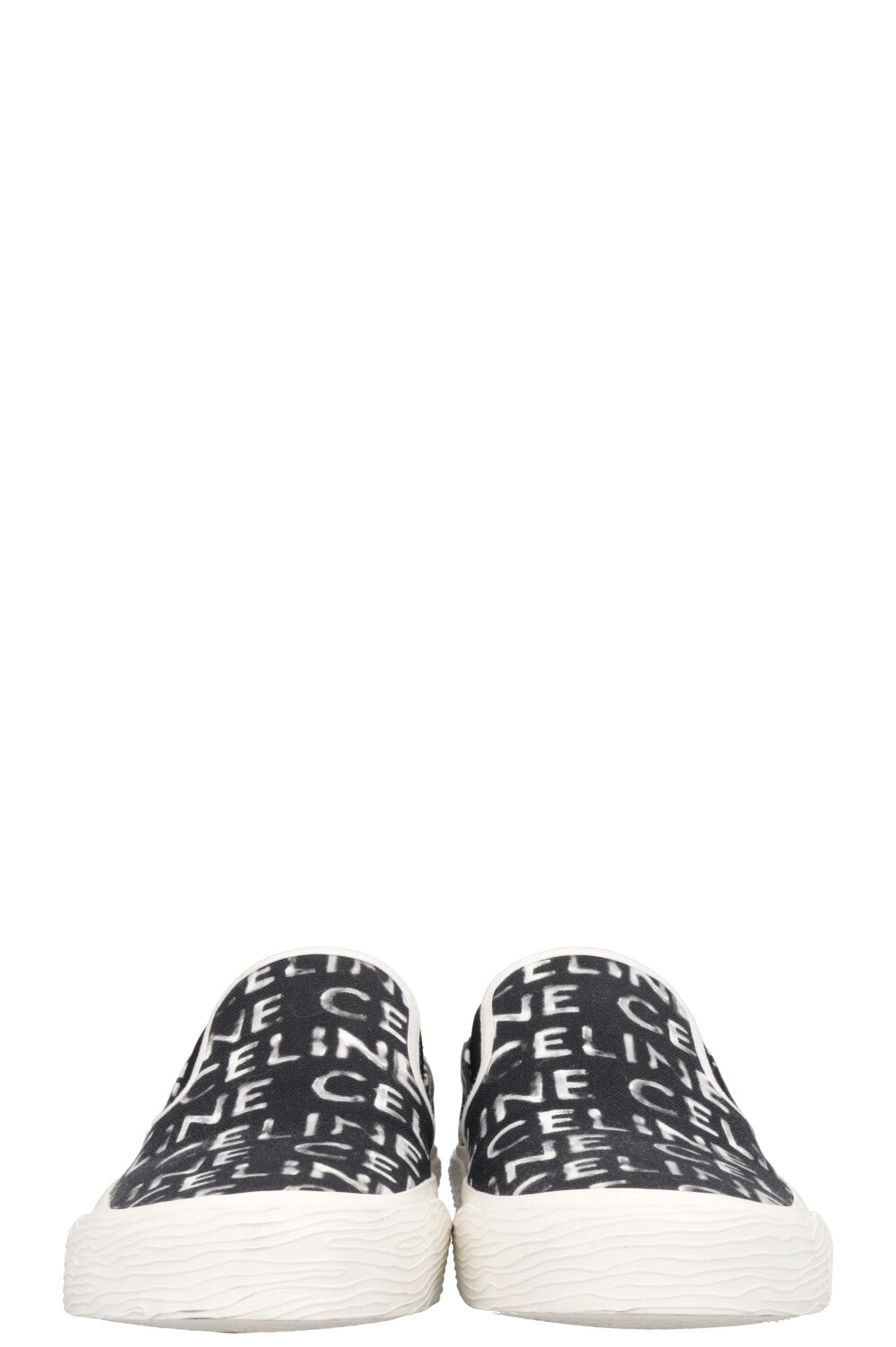 CELINE Logo Flats Black White
