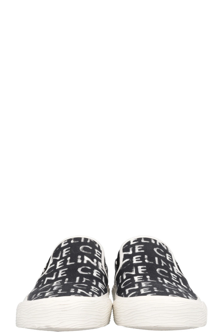 CELINE Logo Flats Black White
