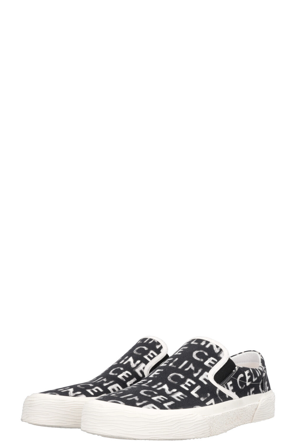 CELINE Logo Flats Black White