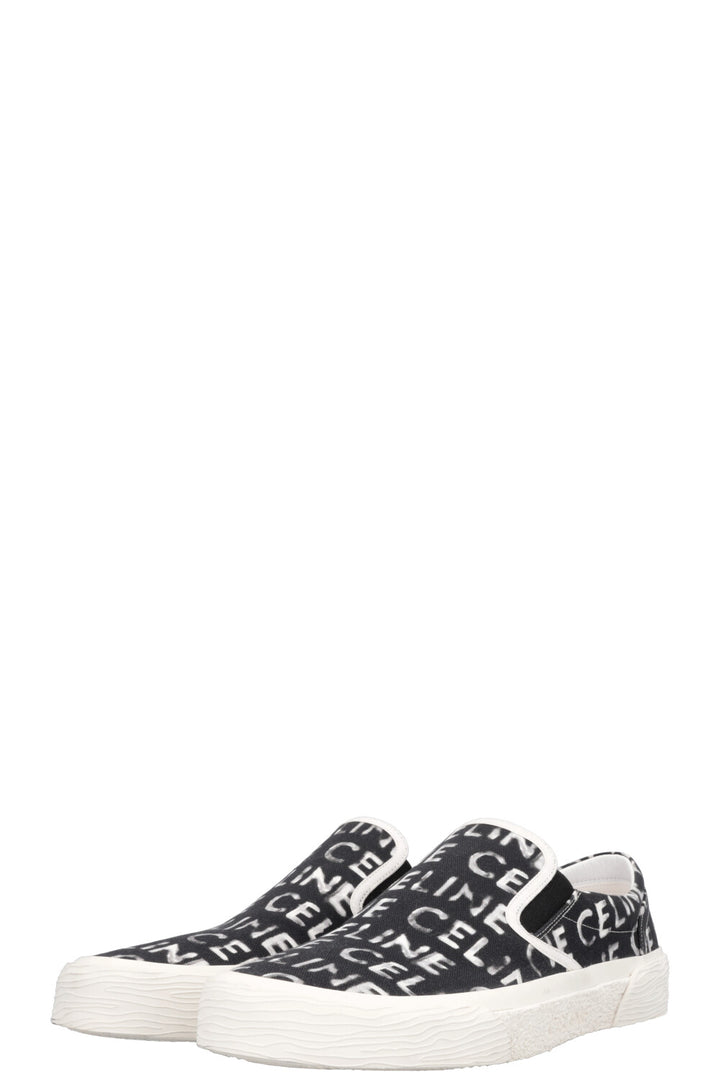 CELINE Logo Flats Black White