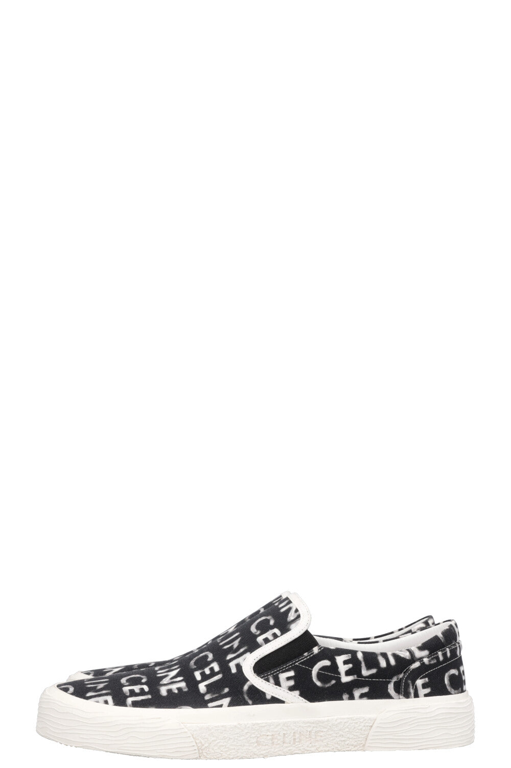 CELINE Logo Flats Black White