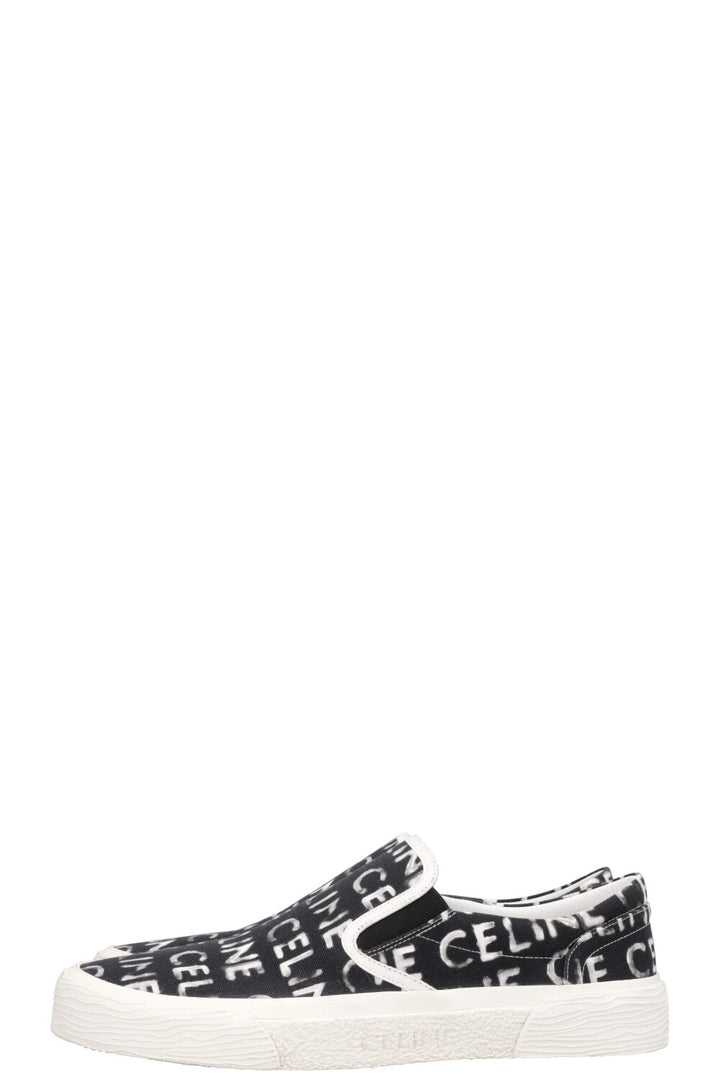 CELINE Logo Flats Black White