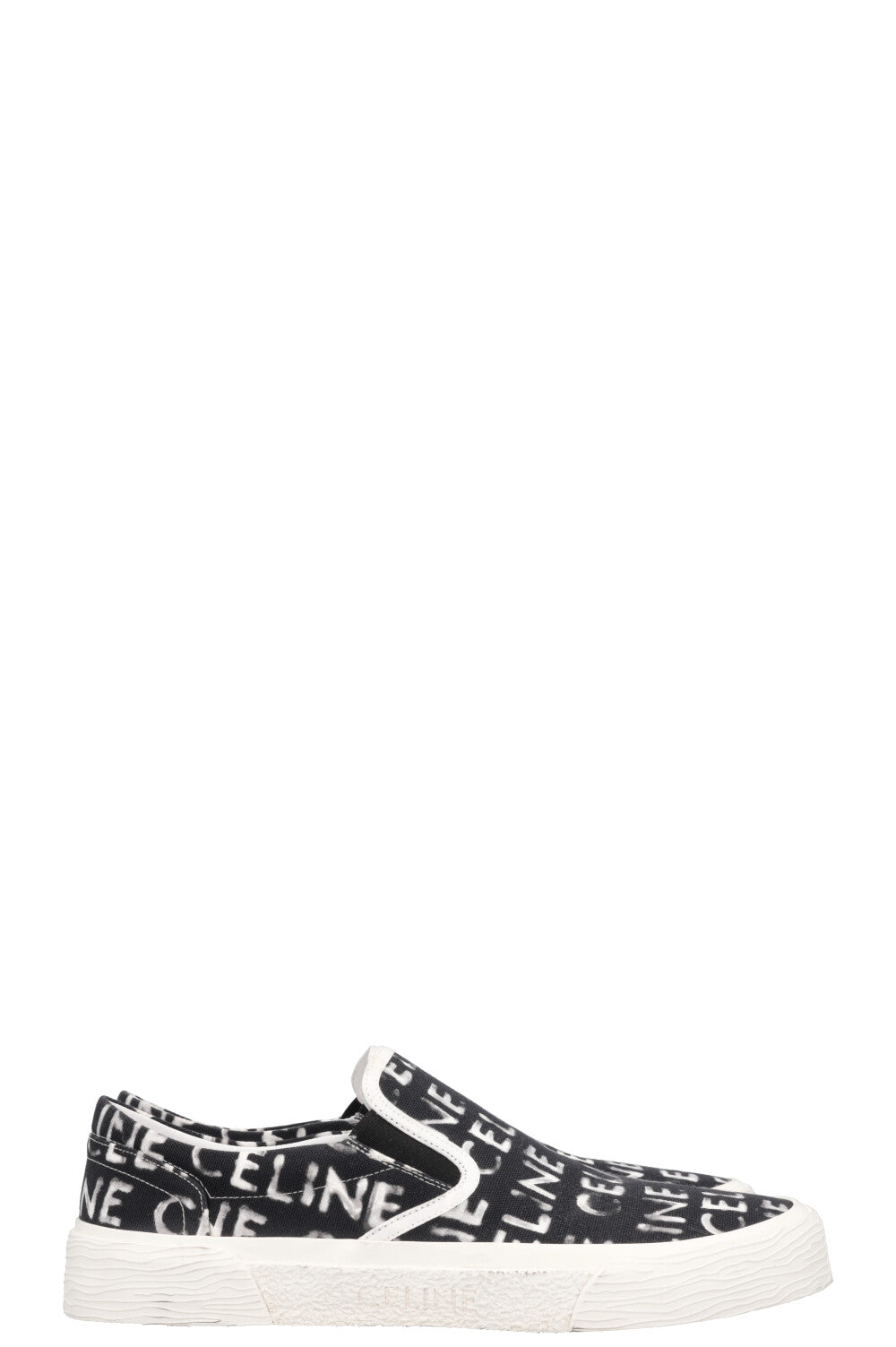 CELINE Logo Flats Black White