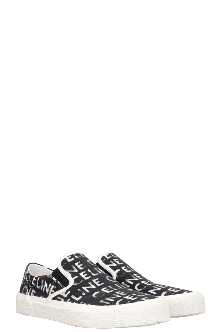 CELINE Logo Flats Black White