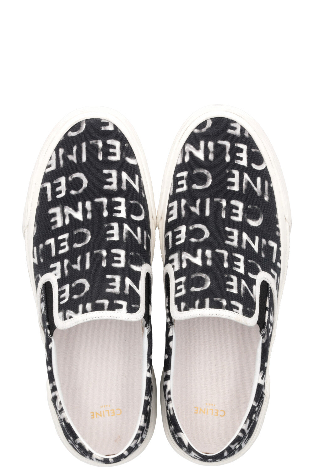 CELINE Logo Flats Black White