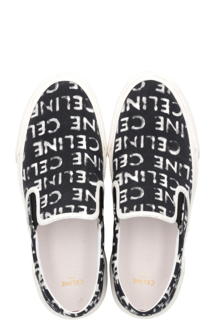 CELINE Logo Flats Black White