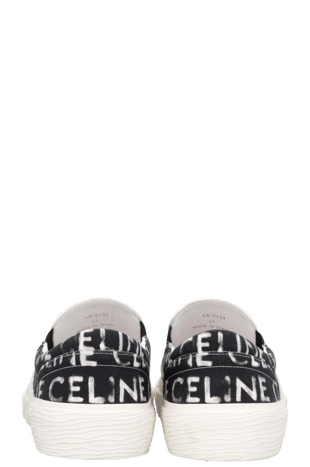 CELINE Logo Flats Black White
