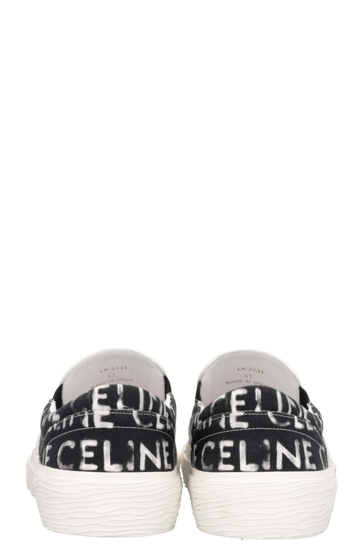 CELINE Logo Flats Black White