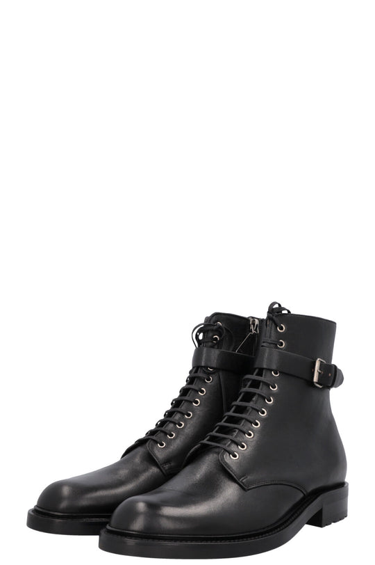 buckled leather heeled loafers