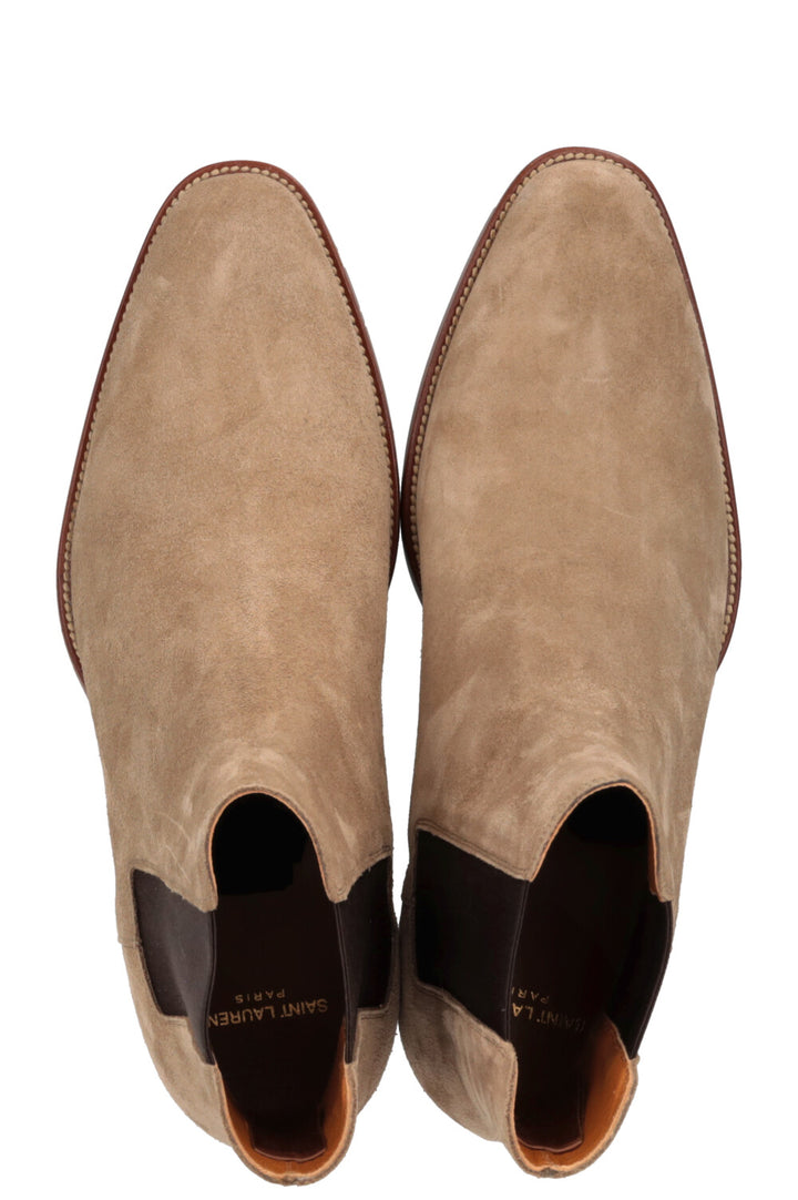 Bottes Chelsea Wyatt de SAINT LAURENT en daim beige