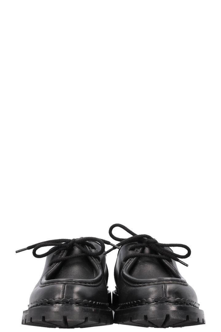 SAINT LAURENT Lace Up Loafers Leather Black
