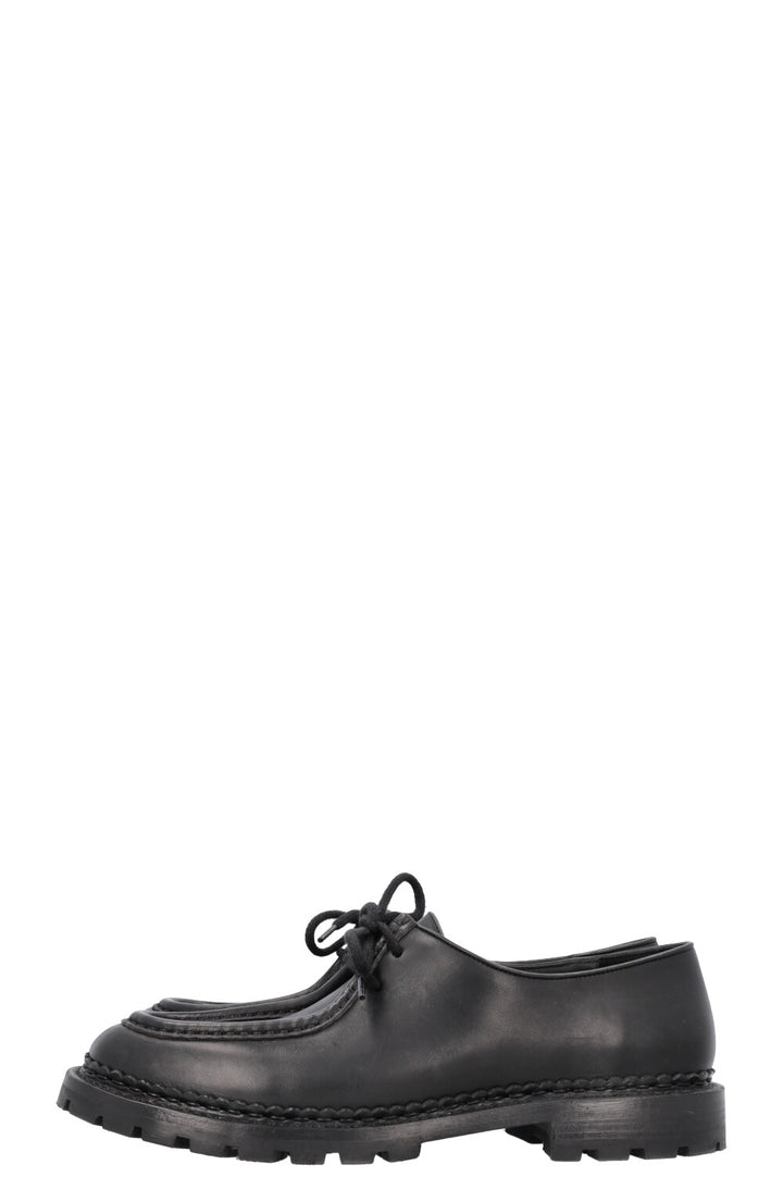 SAINT LAURENT Lace Up Loafers Leather Black