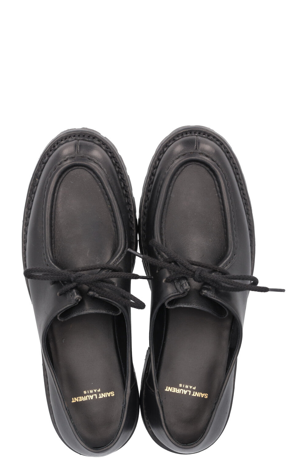 SAINT LAURENT Lace Up Loafers Leather Black