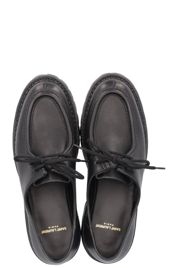 SAINT LAURENT Lace Up Loafers Leather Black