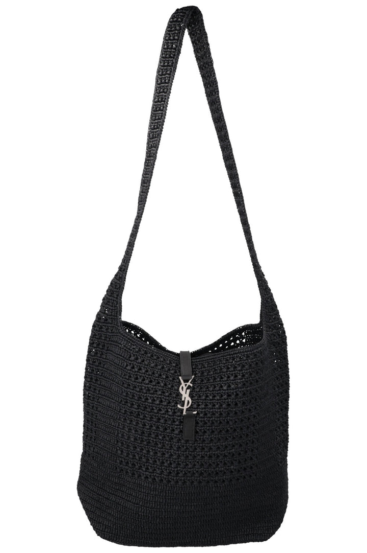 SAINT LAURENT Le 5 A 7 Medium Tote Raffia Black