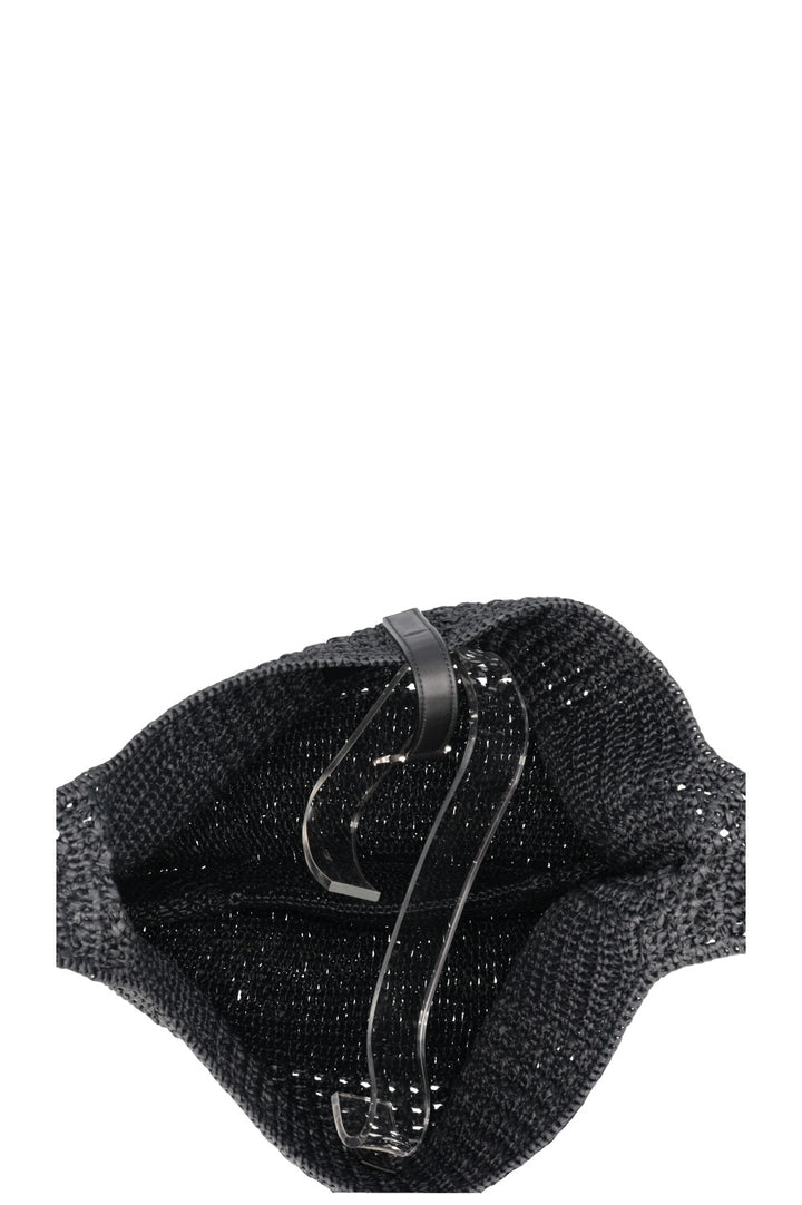 SAINT LAURENT Le 5 A 7 Medium Tote Raffia Black