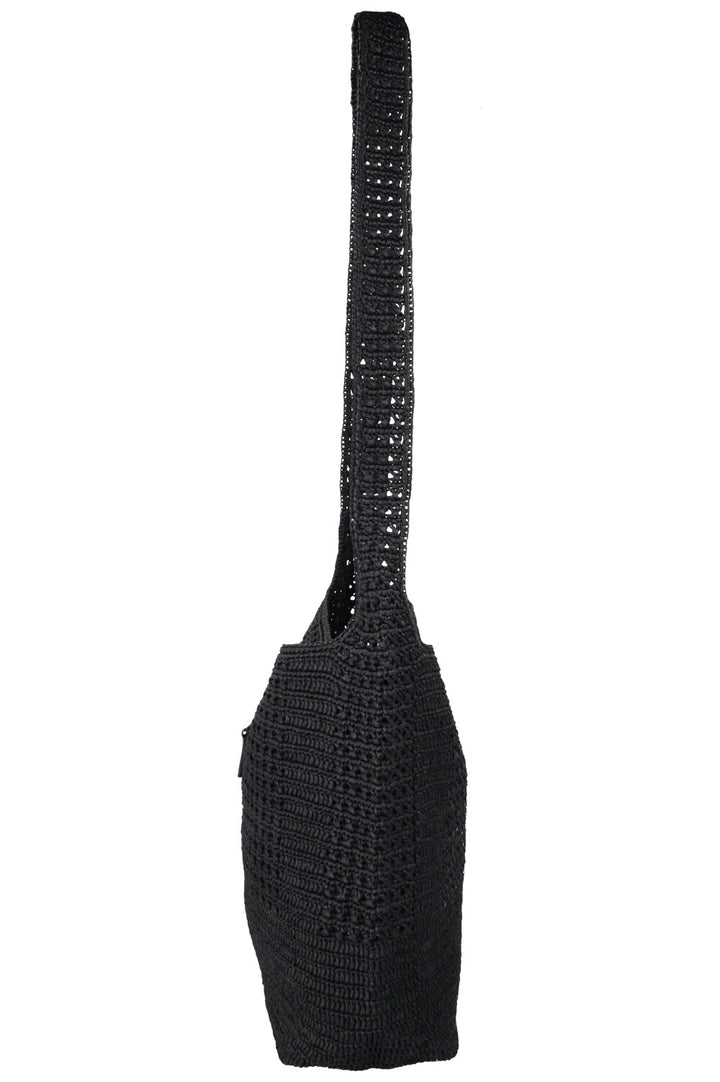 SAINT LAURENT Le 5 A 7 Medium Tote Raffia Black