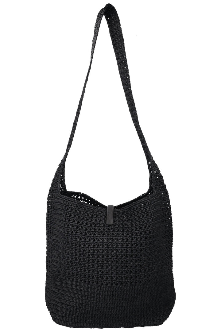 SAINT LAURENT Le 5 A 7 Medium Tote Raffia Black