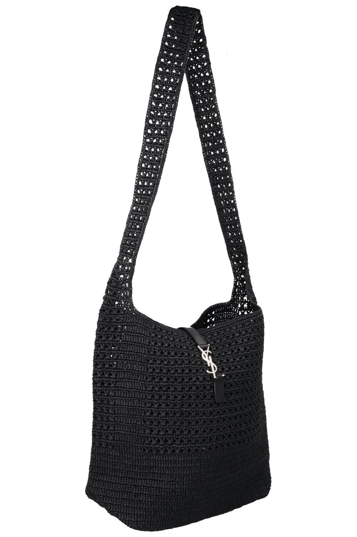 SAINT LAURENT Le 5 A 7 Medium Tote Raffia Black