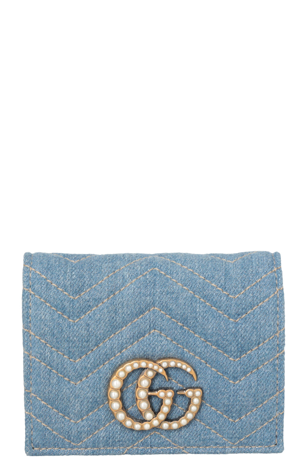 GUCCI Marmont Denim Wallet Blue