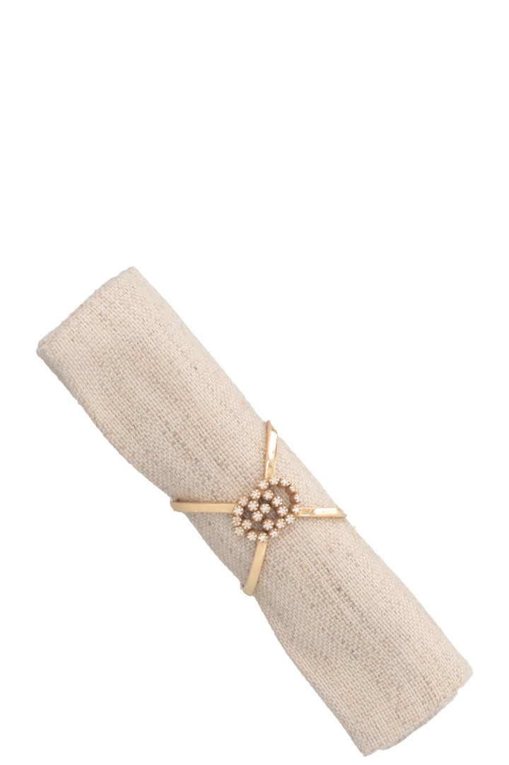 GUCCI Running G Cross Ring 18k Yellow Gold Diamond