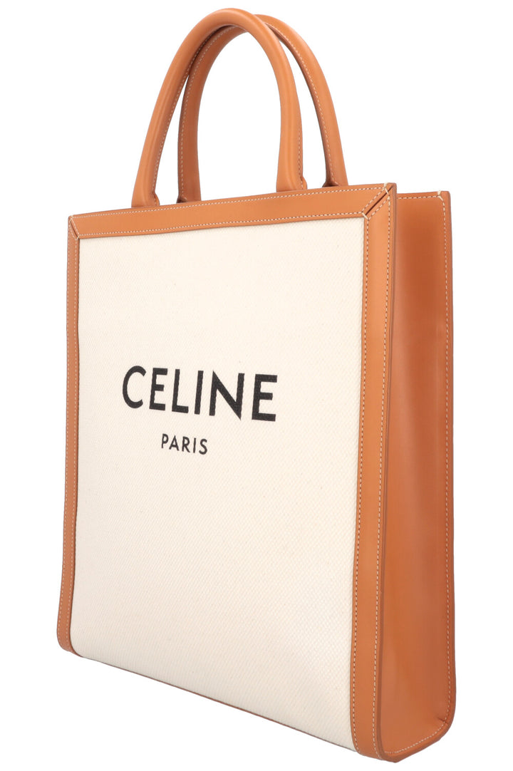 CELINE Cabas Vertical Tote Bag Medium Ivory Brown
