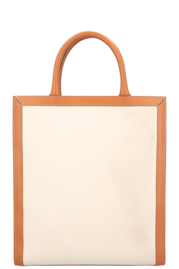 CELINE Cabas Vertical Tote Bag Medium Ivory Brown
