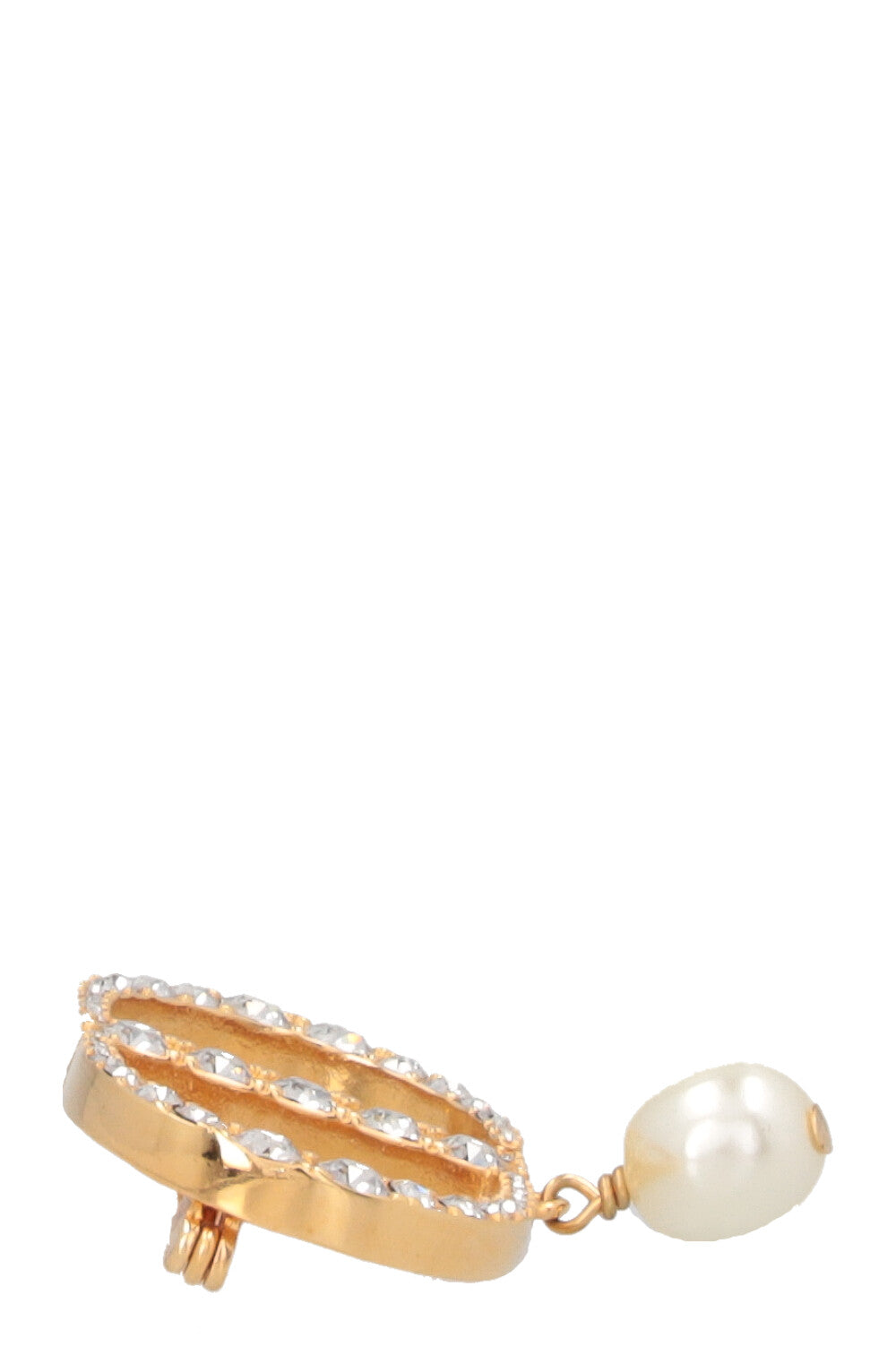 CHRISTIAN DIOR CD Crystal Pearl Brooch Gold