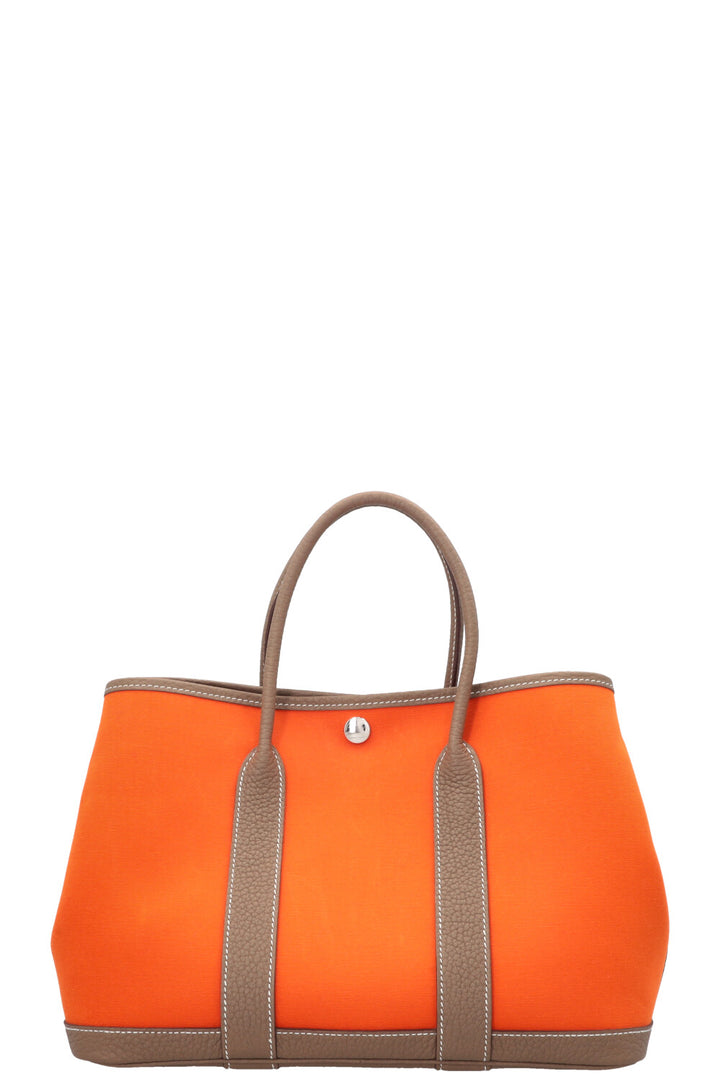 HERMÈS Gardenparty 30 Canvas Orange Etoupe