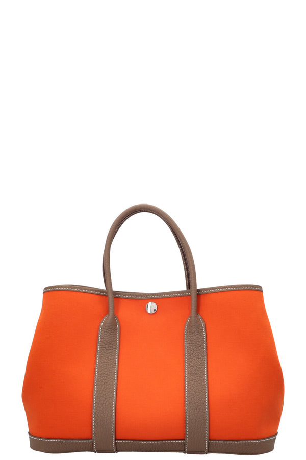 HERMÈS Gardenparty 30 Toile Orange Étoupe