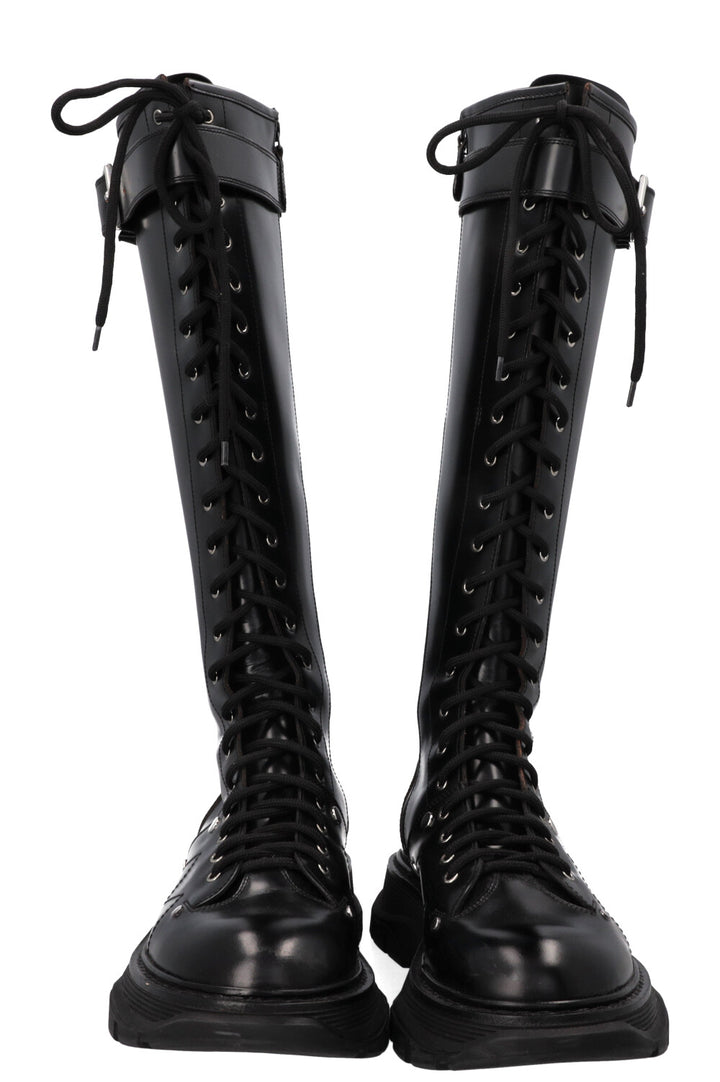 ALEXANDER MCQUEEN Tread Slick Knee High Boots Black