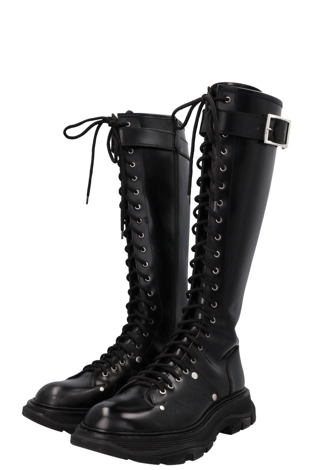 ALEXANDER MCQUEEN Tread Slick Knee High Boots Black