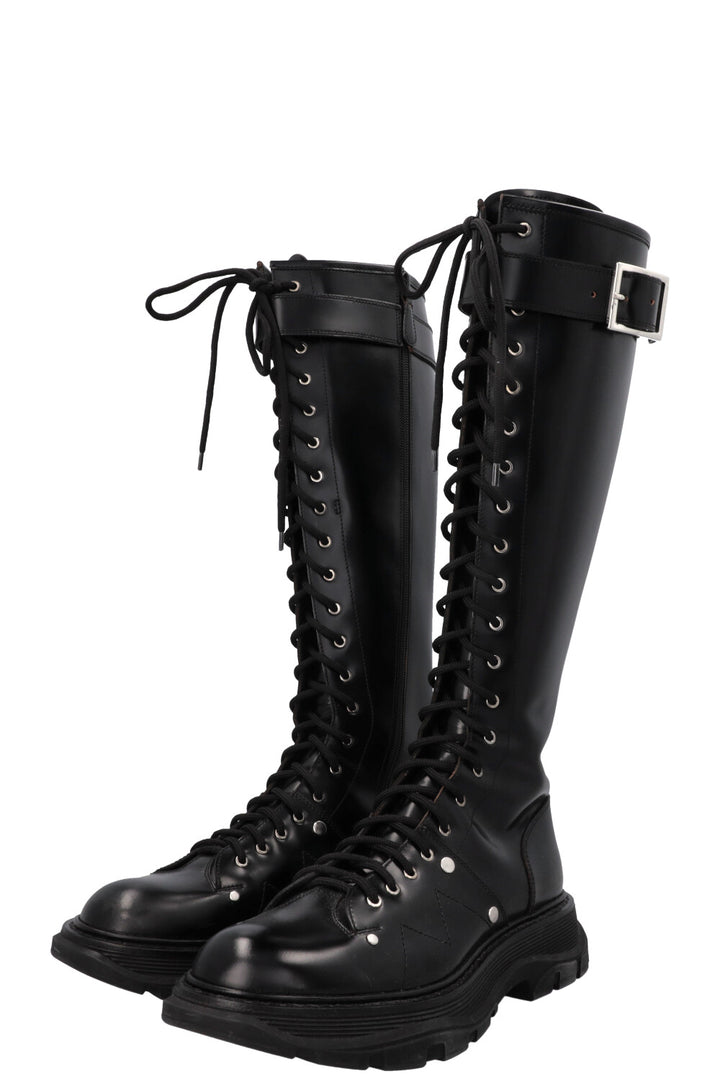 ALEXANDER MCQUEEN Tread Slick Knee High Boots Black