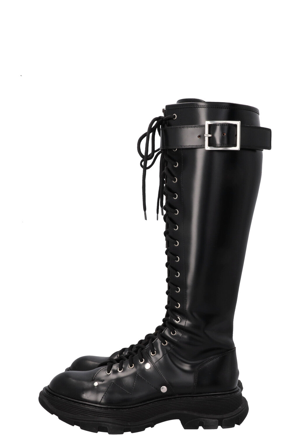 ALEXANDER MCQUEEN Tread Slick Knee High Boots Black