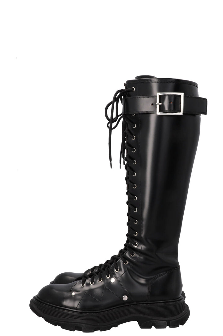 ALEXANDER MCQUEEN Tread Slick Knee High Boots Black
