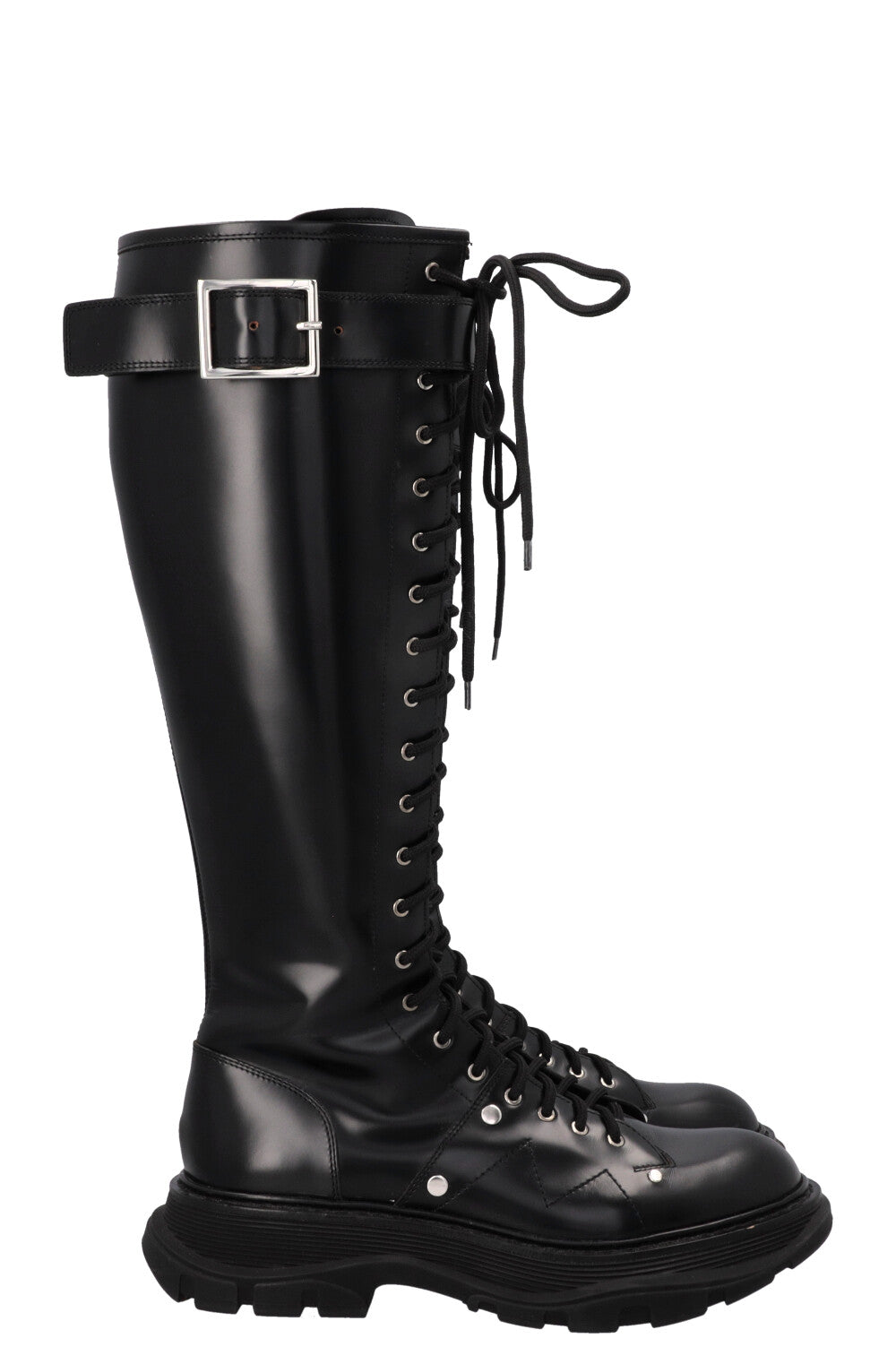 ALEXANDER MCQUEEN Tread Slick Knee High Boots Black