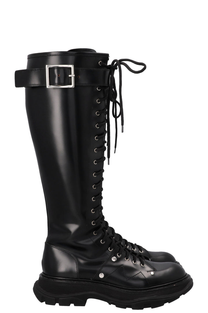 ALEXANDER MCQUEEN Tread Slick Knee High Boots Black