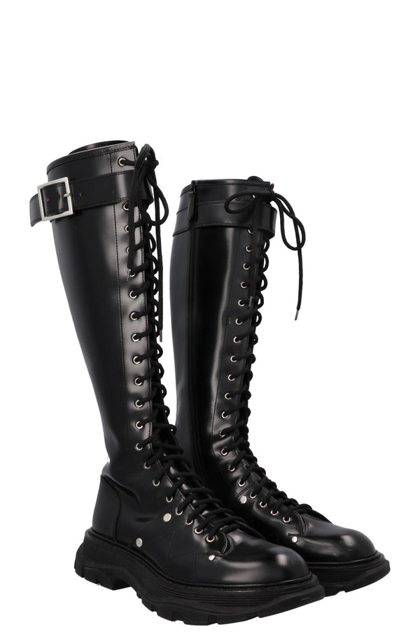 ALEXANDER MCQUEEN Tread Slick Knee High Boots Black