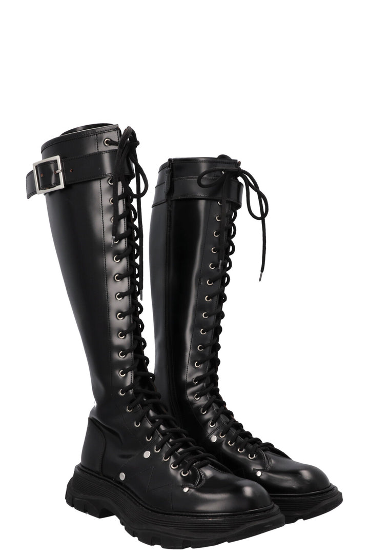 ALEXANDER MCQUEEN Tread Slick Knee High Boots Black