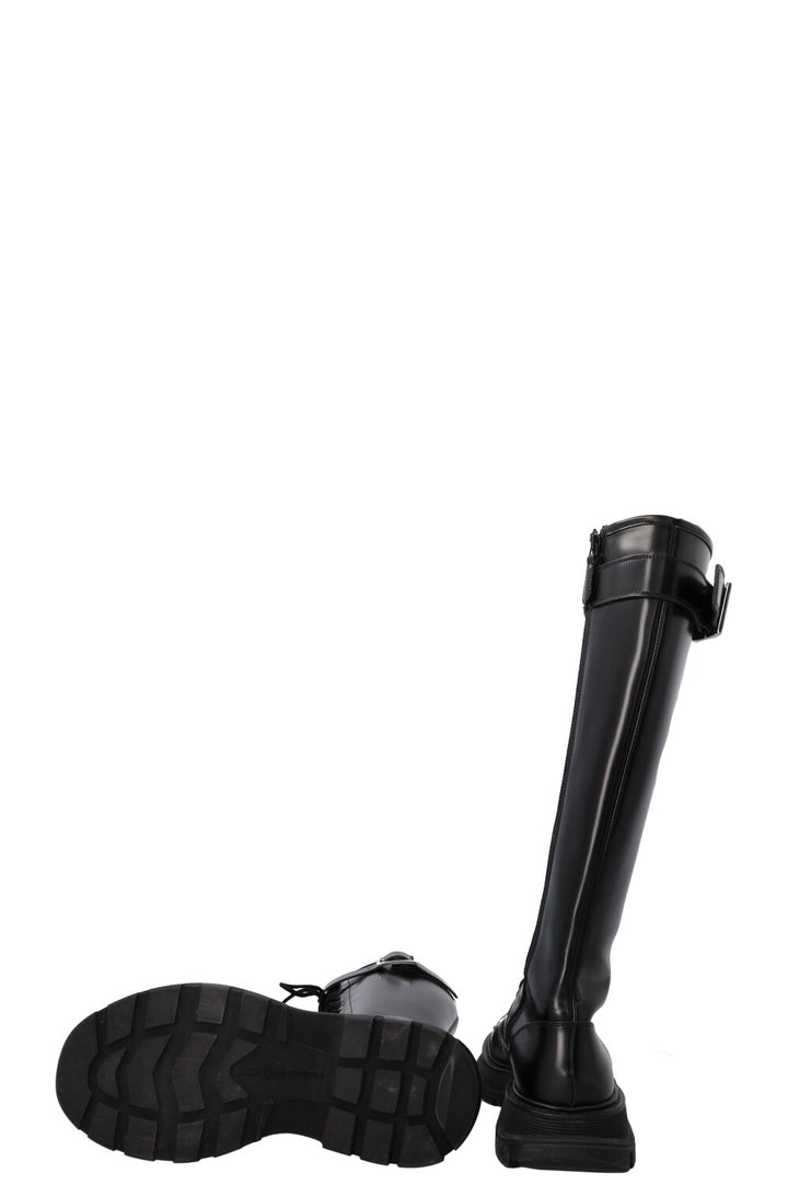 ALEXANDER MCQUEEN Tread Slick Knee High Boots Black