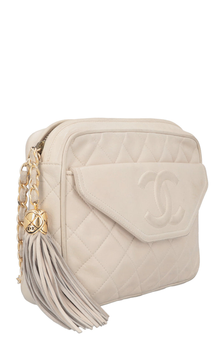 CHANEL Tassle Camera Bag Leather Ivory