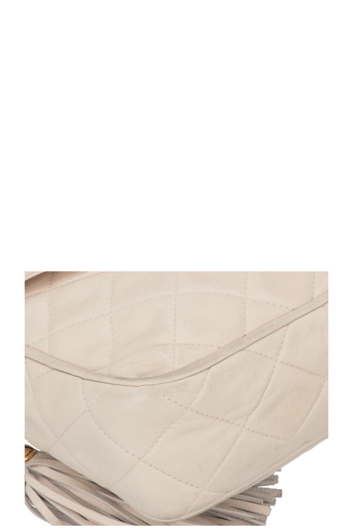 CHANEL Tassle Camera Bag Leather Ivory