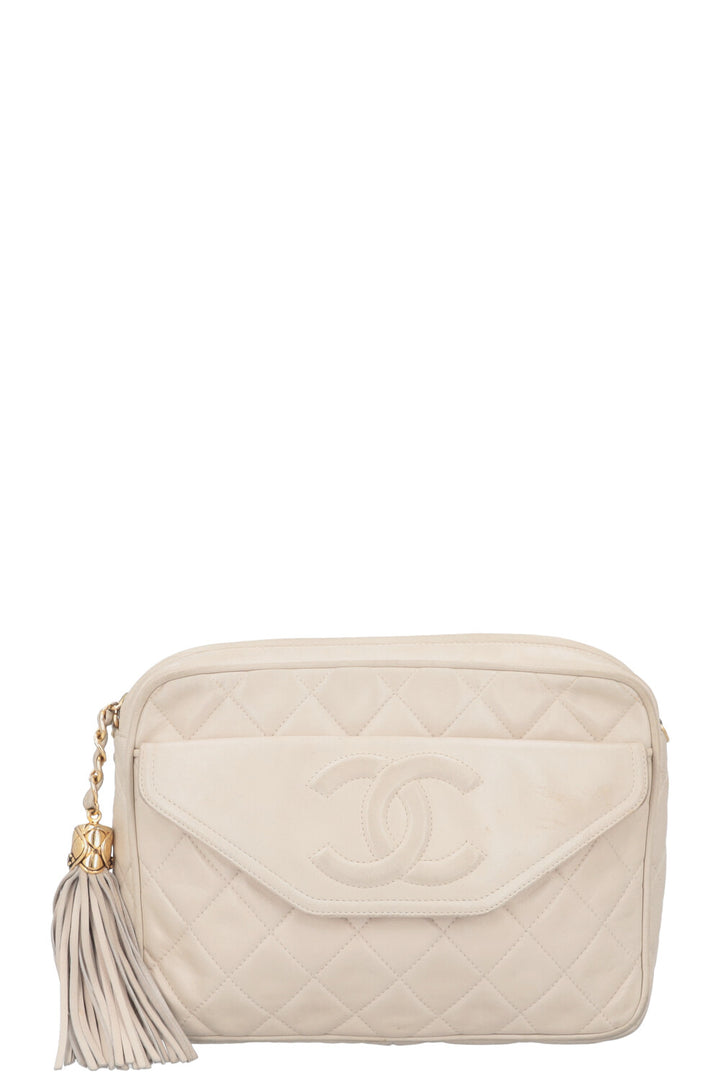 CHANEL Tassle Camera Bag Leather Ivory